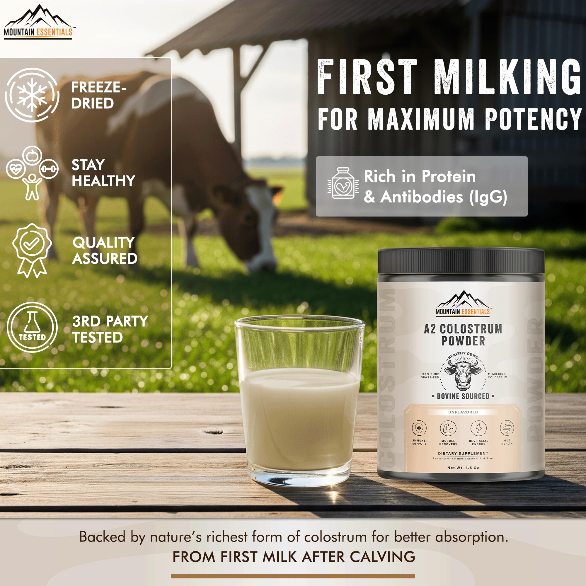 Amazon.com: A2 Colostrum Powder – 3.5 oz | Grass-Fed Bovine